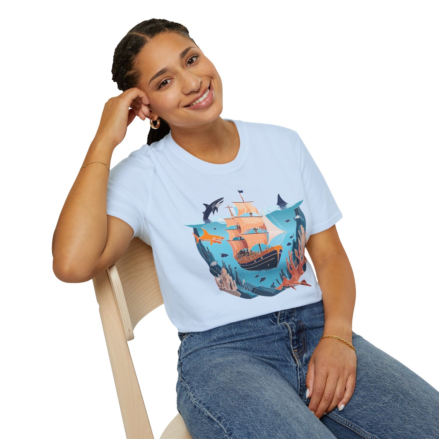 Ocean Tee Shirt, Ocean Shirt, Shirt with Ocean, U boat Tees, Shirt with U-Boat