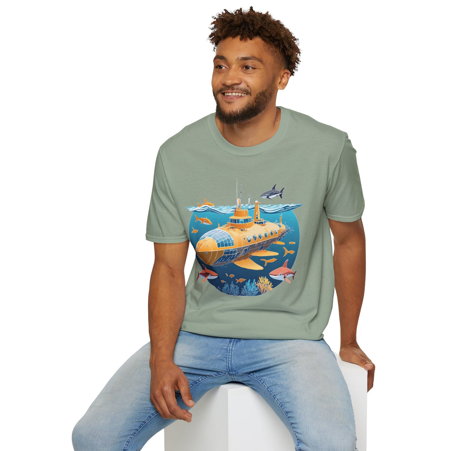 Ocean Tee Shirt, Ocean Shirt, Shirt with Ocean, U boat Tees, Shirt with U-Boat
