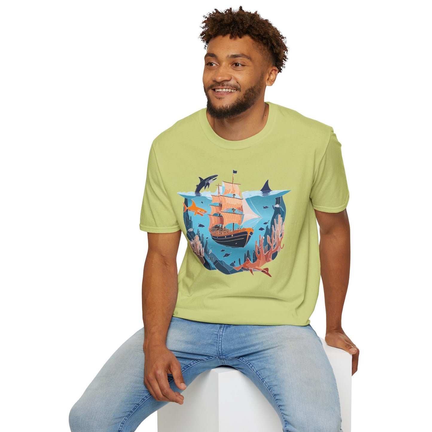 Ocean Tee Shirt, Ocean Shirt, Shirt with Ocean, U boat Tees, Shirt with U-Boat
