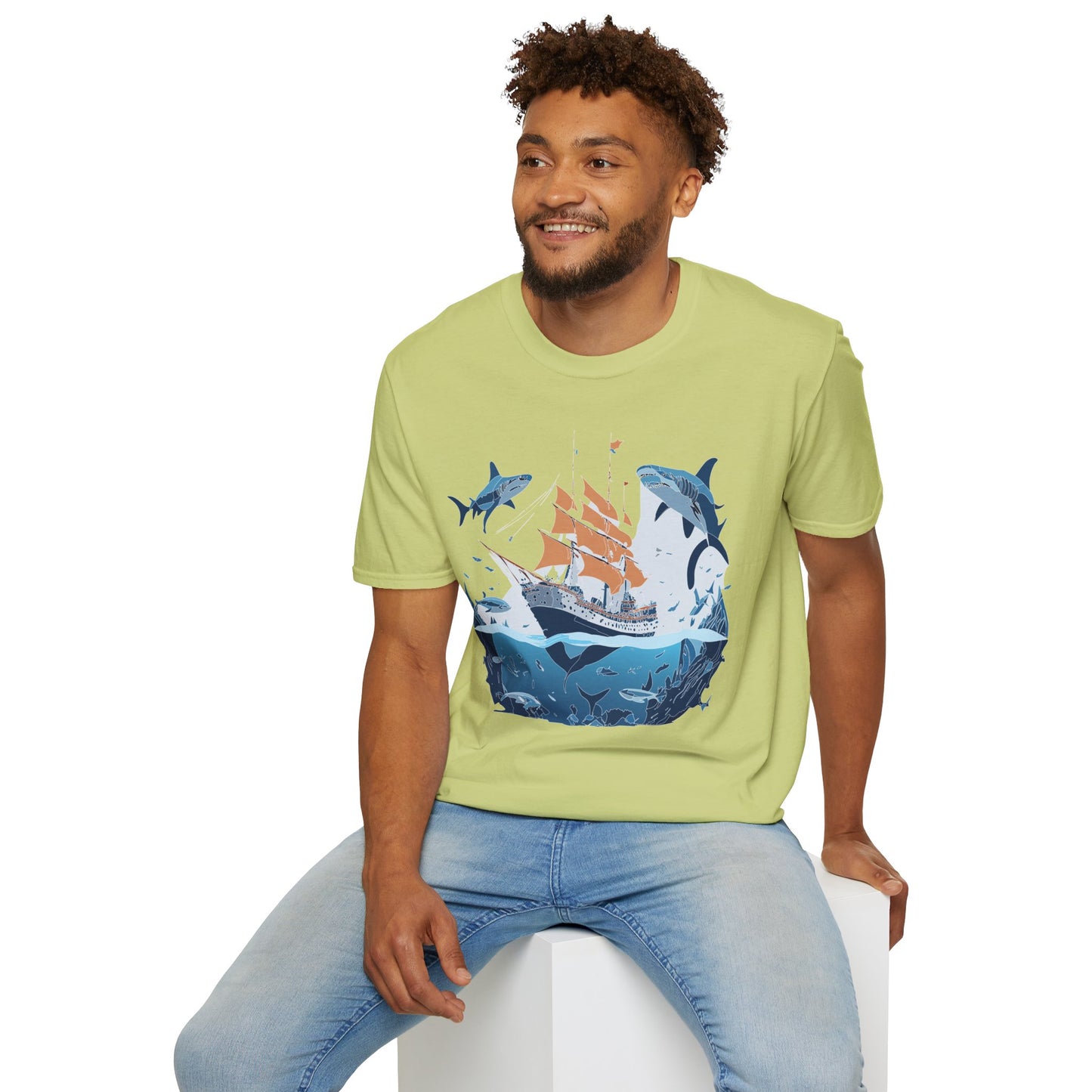Ocean Tee Shirt, Ocean Shirt, Shirt with Ocean, U boat Tees, Shirt with U-Boat