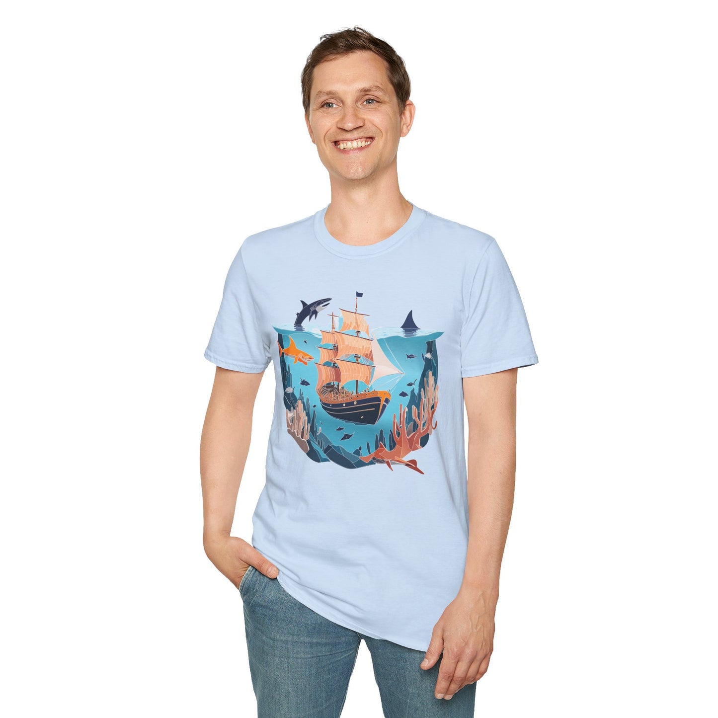 Ocean Tee Shirt, Ocean Shirt, Shirt with Ocean, U boat Tees, Shirt with U-Boat
