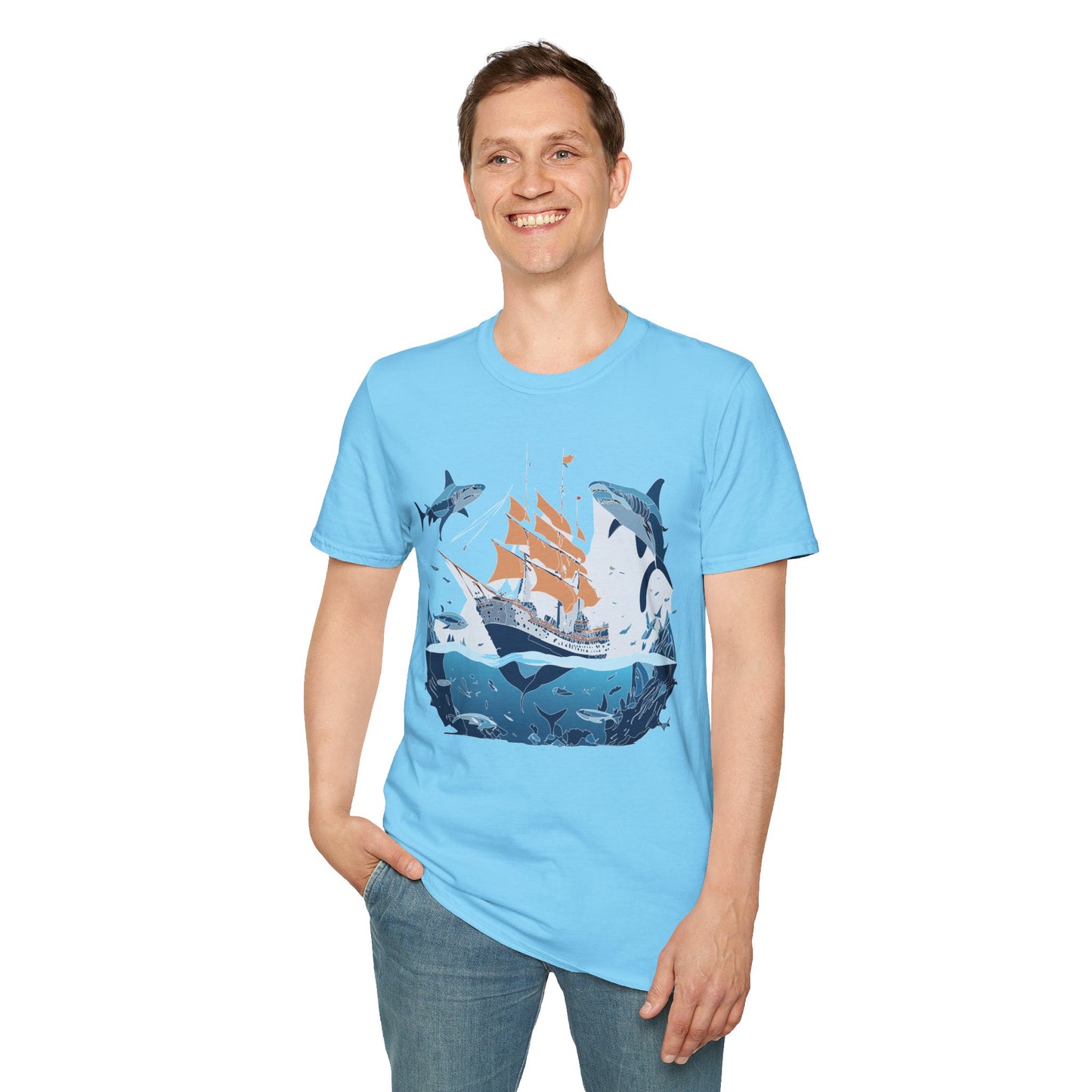 Ocean Tee Shirt, Ocean Shirt, Shirt with Ocean, U boat Tees, Shirt with U-Boat