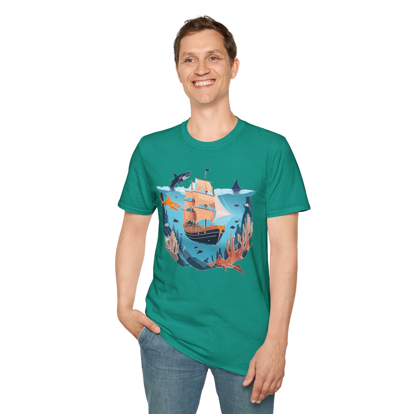 Ocean Tee Shirt, Ocean Shirt, Shirt with Ocean, U boat Tees, Shirt with U-Boat