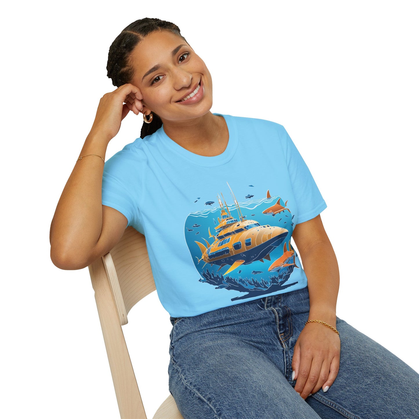 Ocean Tee Shirt, Ocean Shirt, Shirt with Ocean, U boat Tees, Shirt with U-Boat