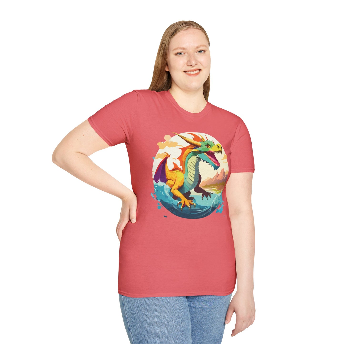 Dragon T Shirt Unisex Animal Print Dragon Shirt Gildan Softstyle Cotton Tee 64000