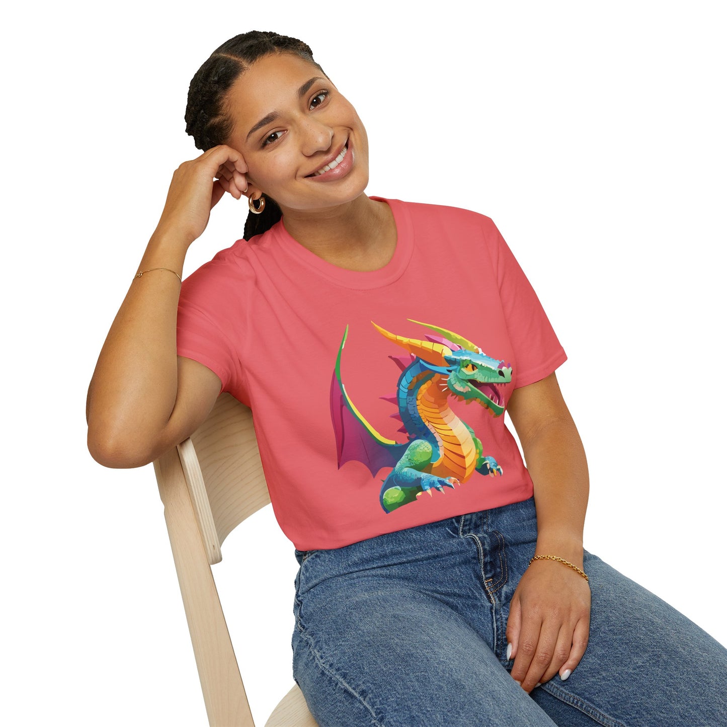 Unisex Dragon Graphic Tee Softstyle Short Sleeve T Shirt Made From Ring Spun Cotton