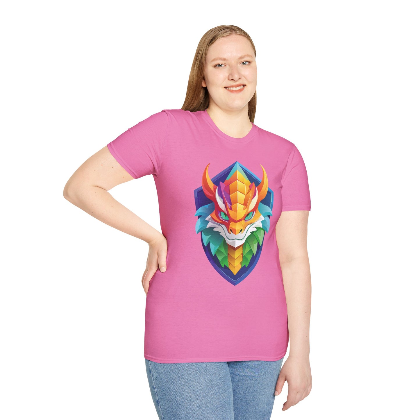 Unisex Dragon T Shirt Softstyle 64000 100 Percent Ring Spun Cotton Comfortable Tee