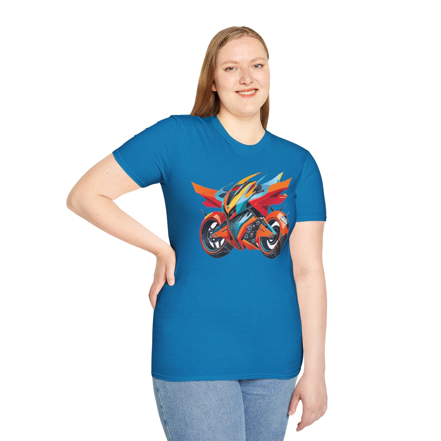 Unisex Bike T Shirt With Motorcycle Art Design Graphic Tee Softstyle 64000 Cotton