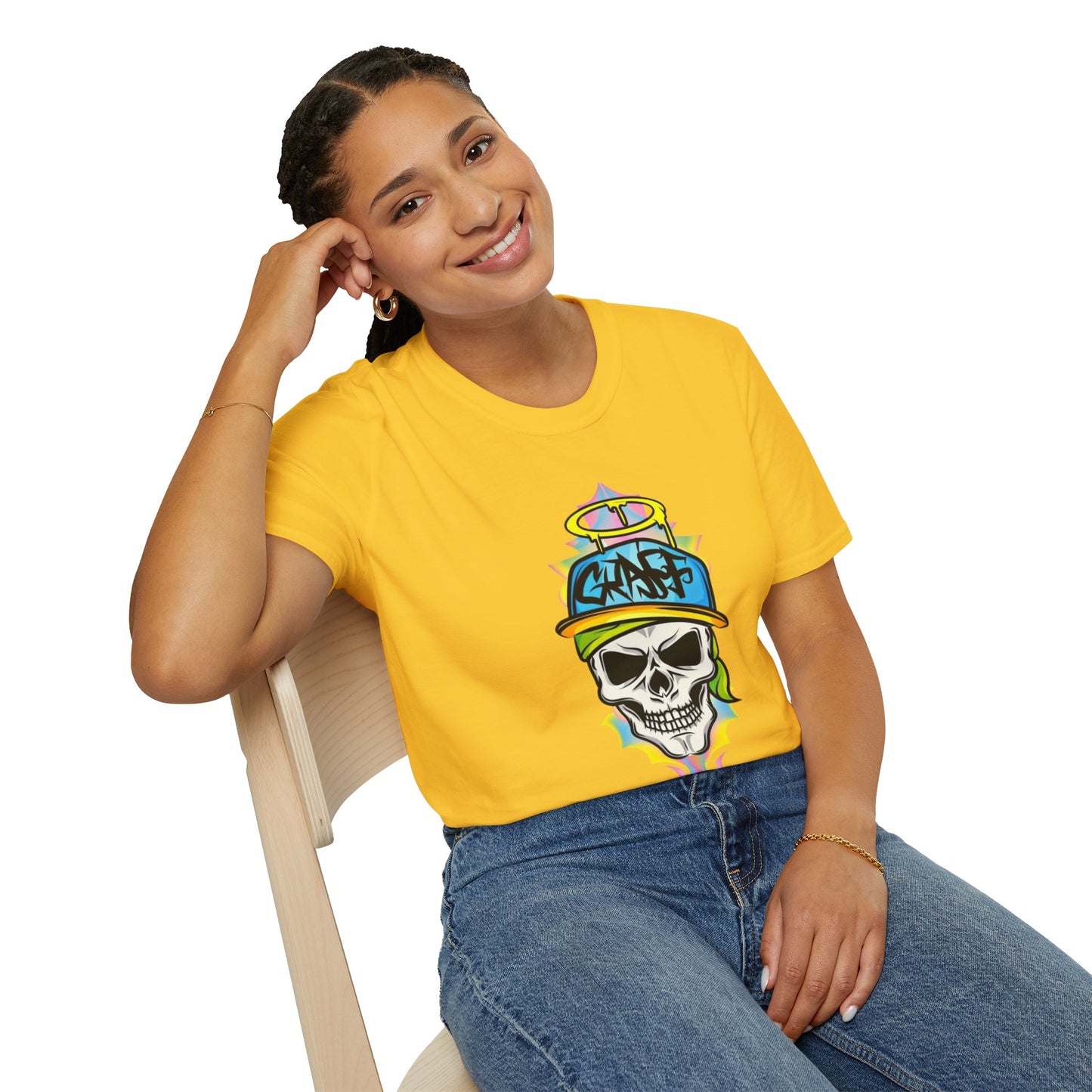 Unisex Skull Graphic Tee Shirt With Skeleton Design Softstyle 64000 100 Percent Ring Spun Cotton