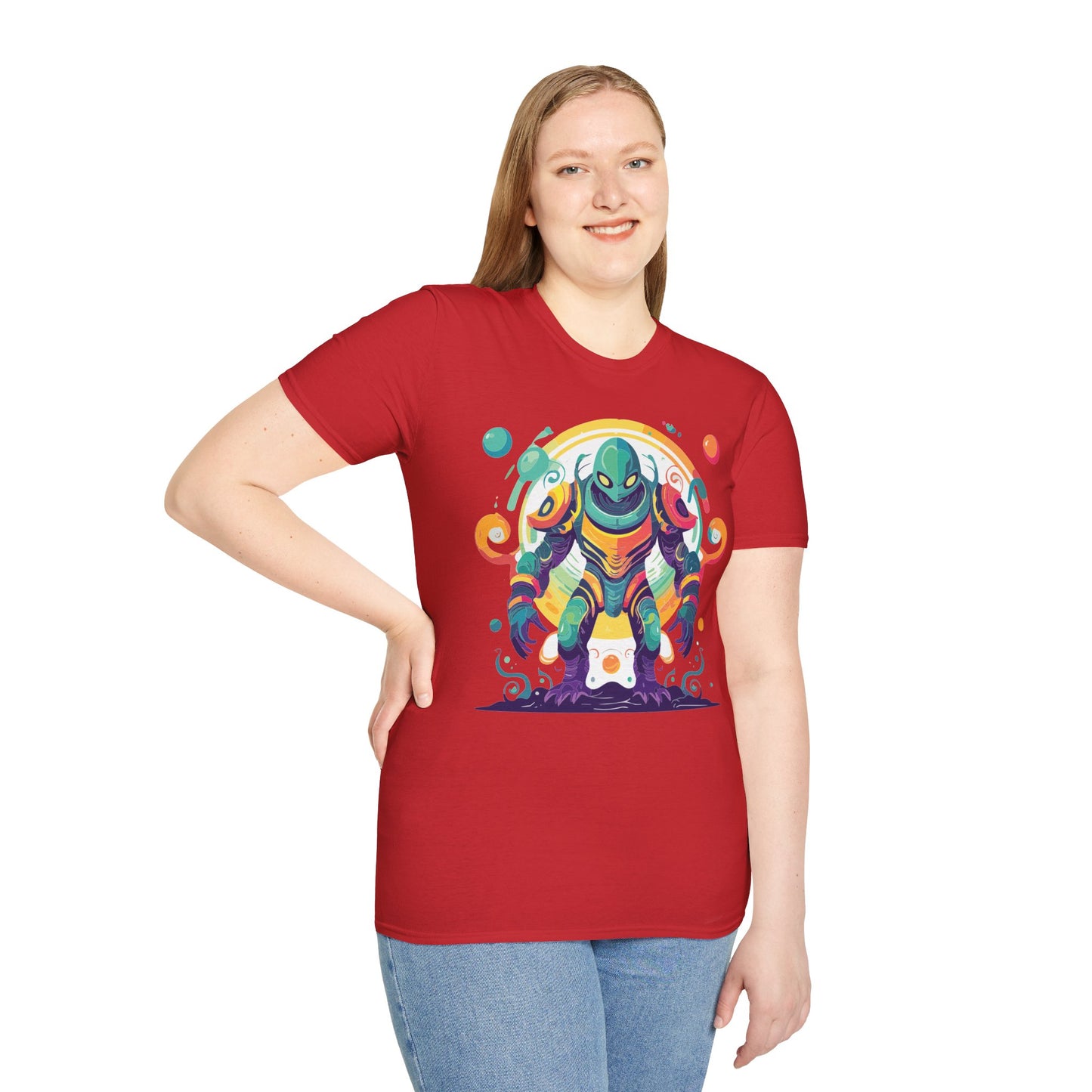 Cosmos Alien T Shirt Unisex Softstyle 64000 with Art Design Durable Comfort Artwork Tee