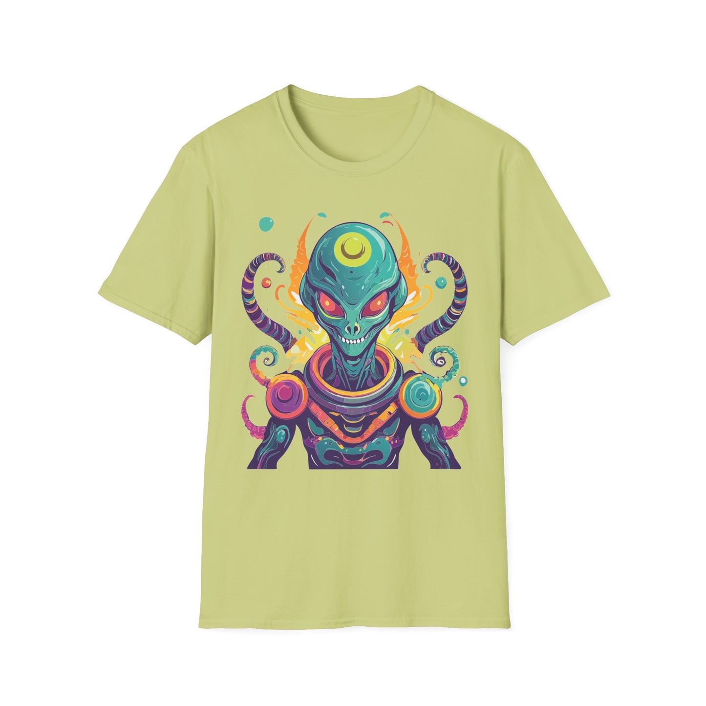 Alien Cosmos Unisex T Shirt With Aliens Design Gildan Softstyle 64000 Comfortable Lightweight Tee