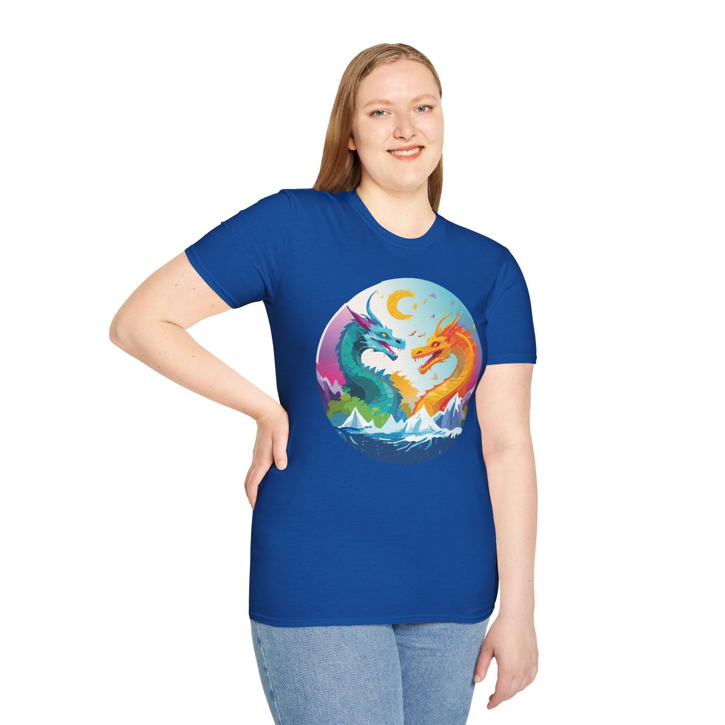 Dragon T Shirt Unisex Gildan Softstyle 64000 Tee Dragon Artwork Animal Print Shirt