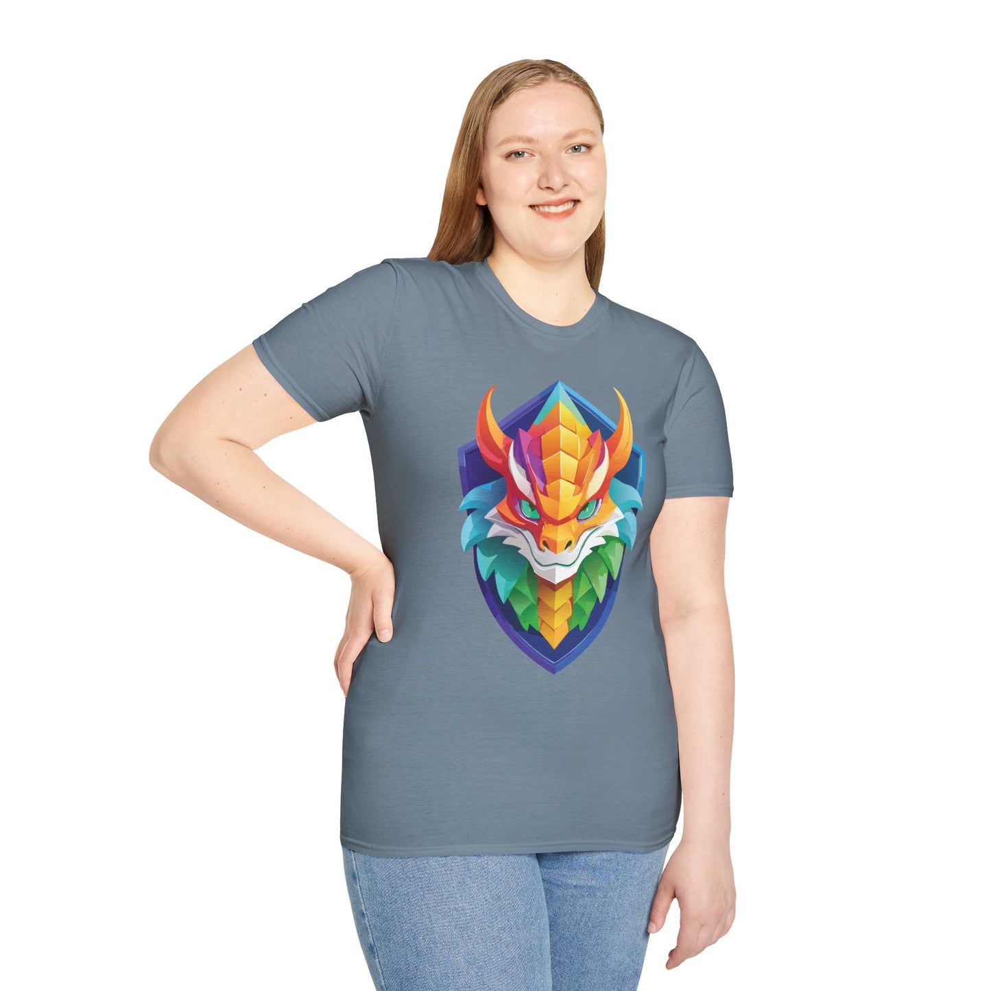 Unisex Dragon T Shirt Softstyle 64000 100 Percent Ring Spun Cotton Comfortable Tee