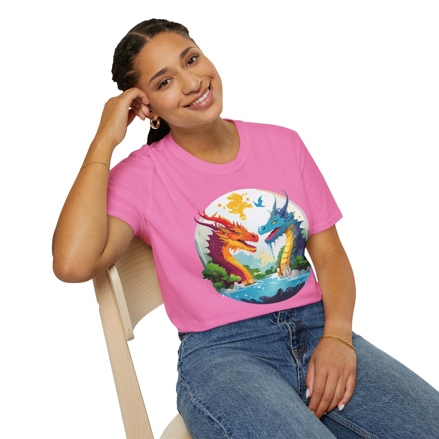 Dragon T Shirt Unisex Gildan Softstyle 64000 100 Percent Cotton Animal Print Tee Artwork