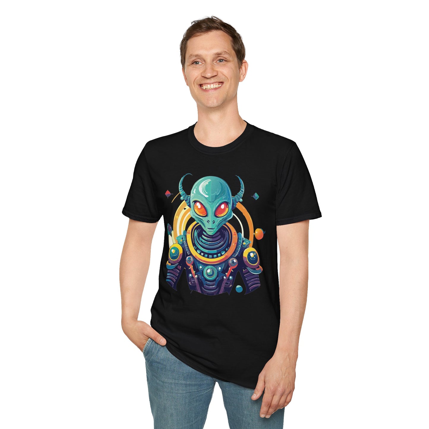 Alien Cosmos T Shirt Unisex Softstyle Cotton Tee With Alien Art Design Premium Comfort