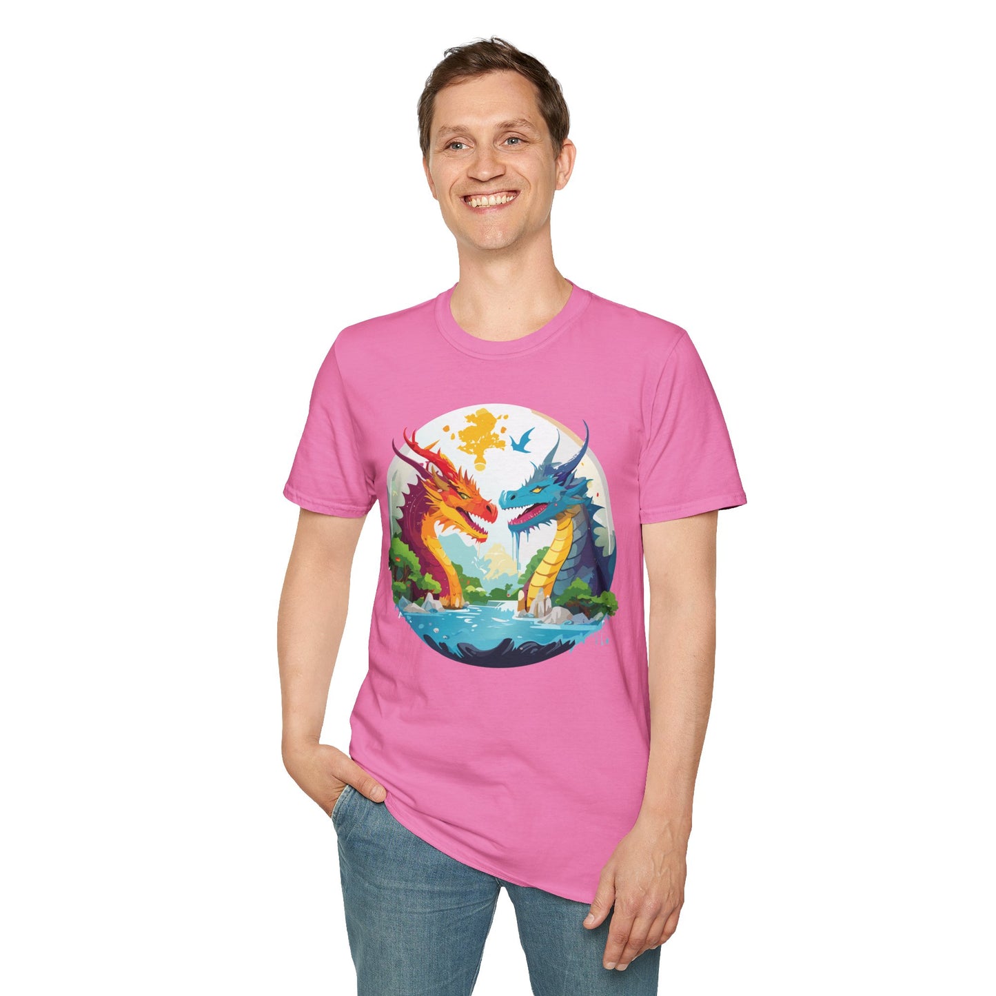 Dragon T Shirt Unisex Gildan Softstyle 64000 100 Percent Cotton Animal Print Tee Artwork