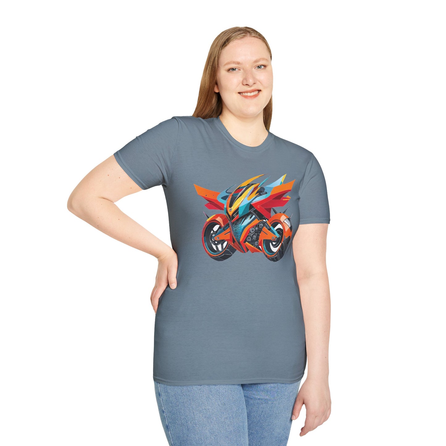 Unisex Bike T Shirt With Motorcycle Art Design Graphic Tee Softstyle 64000 Cotton