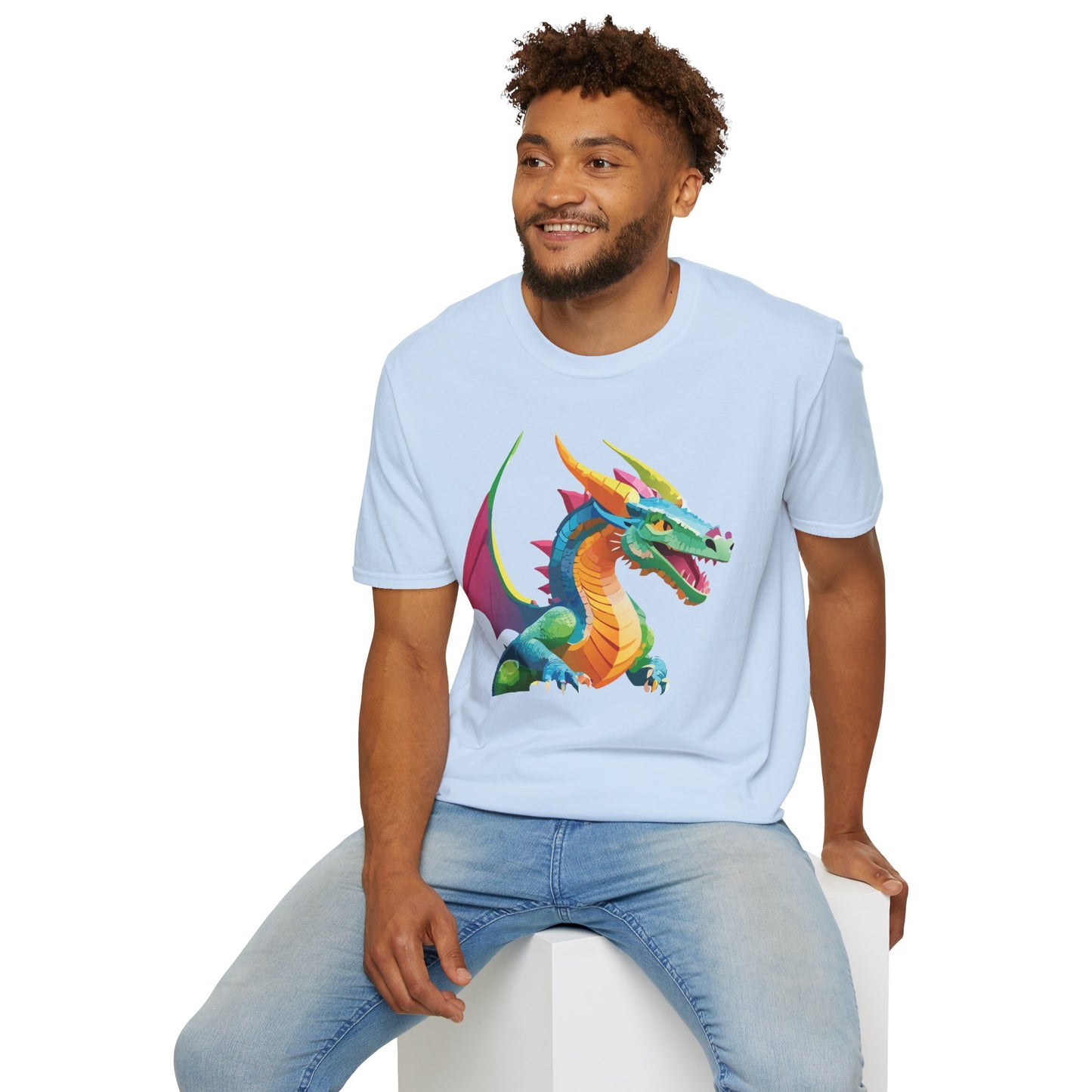 Unisex Dragon Graphic Tee Softstyle Short Sleeve T Shirt Made From Ring Spun Cotton
