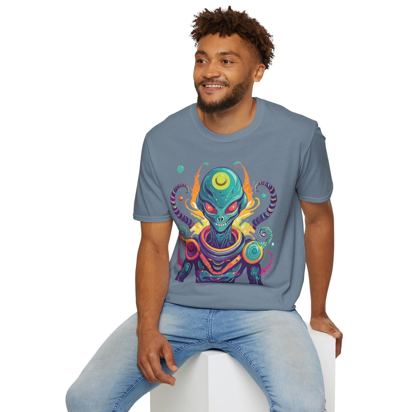 Alien Cosmos Unisex T Shirt With Aliens Design Gildan Softstyle 64000 Comfortable Lightweight Tee