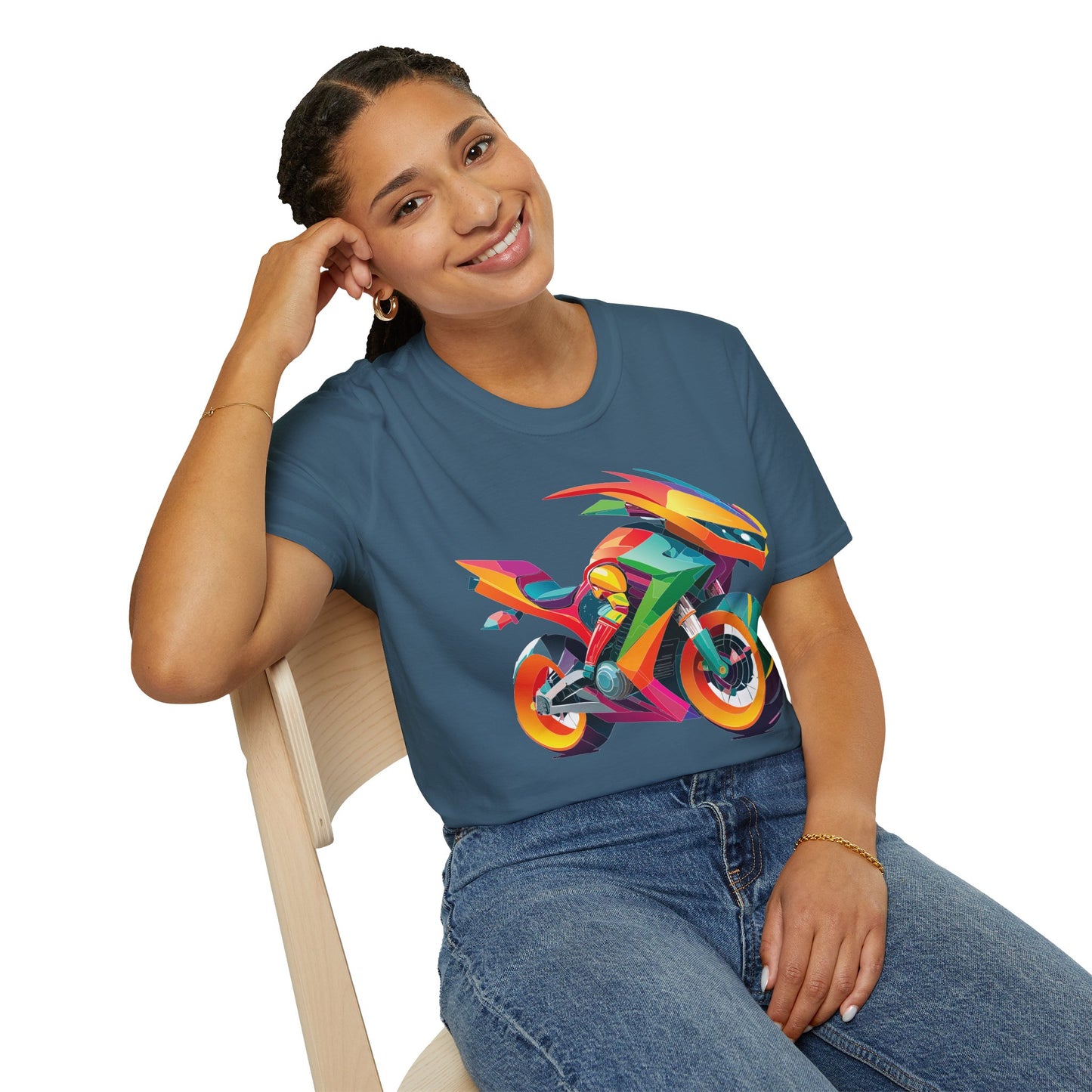 Unisex Bike T Shirt With Motorcycle Artwork Premium Cotton MTB Tee Softstyle 64000