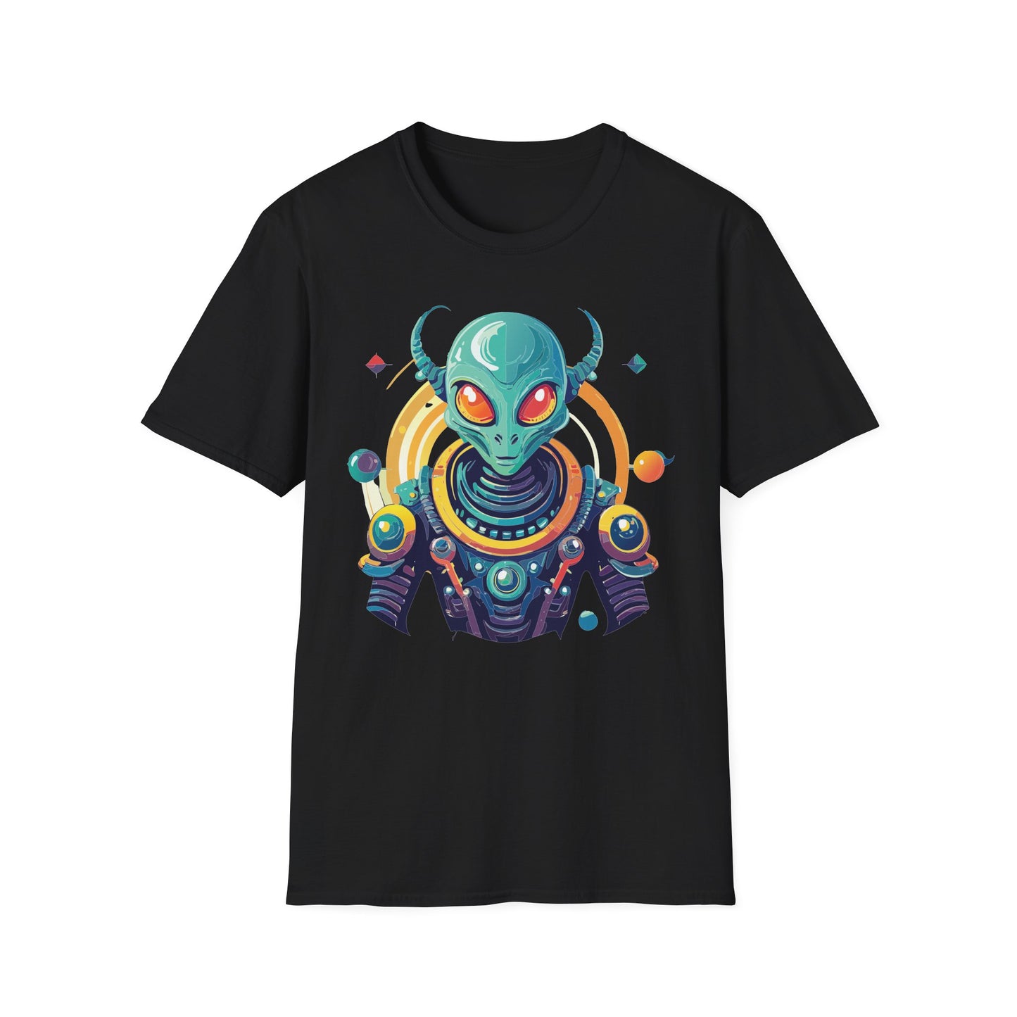 Alien Cosmos T Shirt Unisex Softstyle Cotton Tee With Alien Art Design Premium Comfort