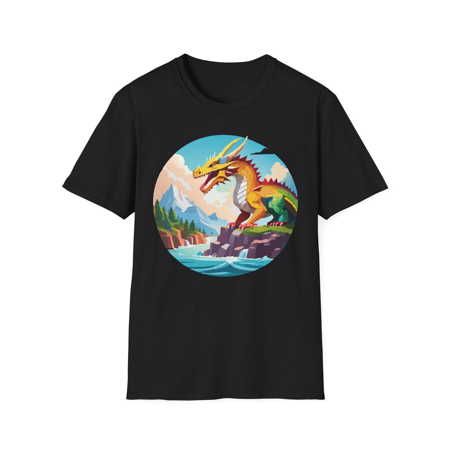 Dragon T Shirt Unisex Softstyle Cotton Tee With Colorful Animal Art Design For Everyday Wear