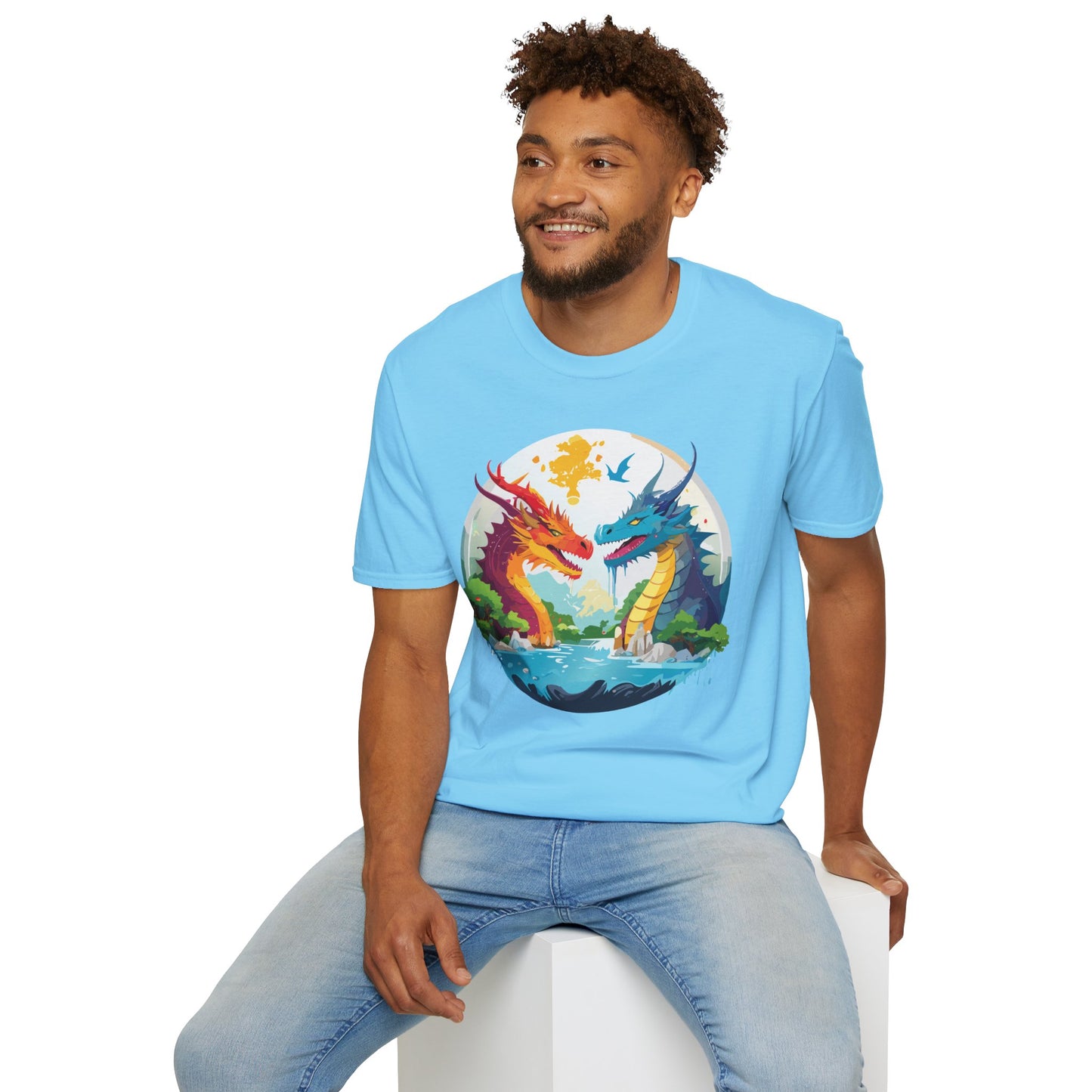Dragon T Shirt Unisex Gildan Softstyle 64000 100 Percent Cotton Animal Print Tee Artwork