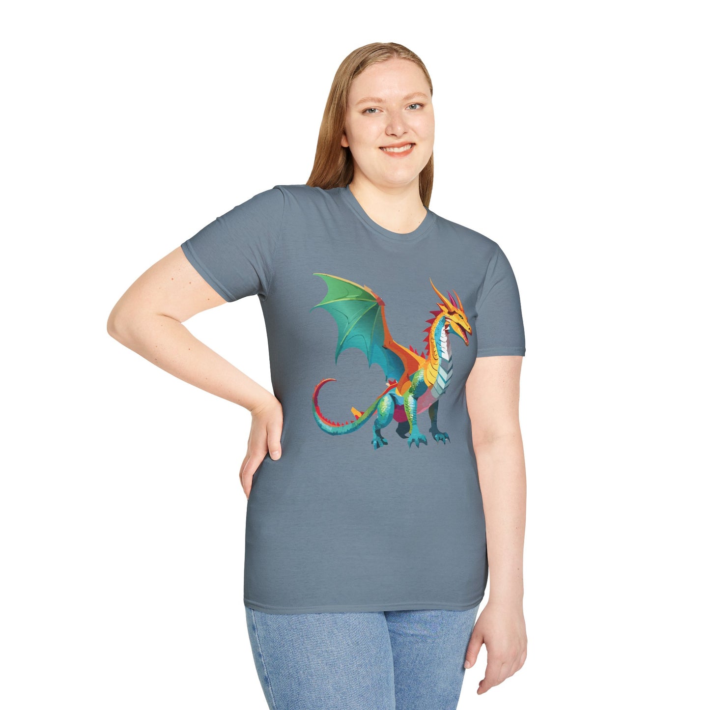 Dragon T Shirt Unisex Animal Design Tee Softstyle Gildan 64000 100 Percent Ring Spun Cotton