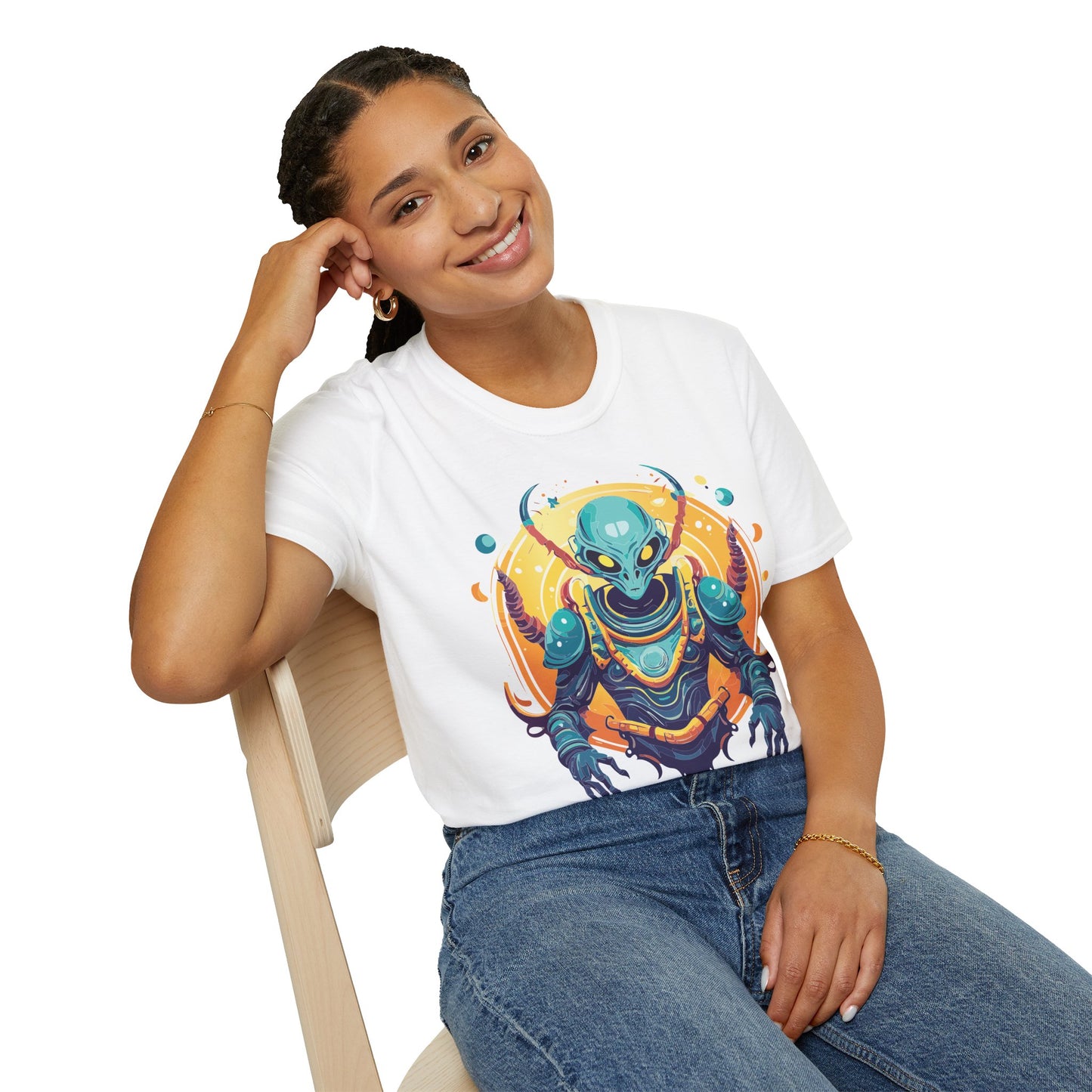 Cosmos Alien T Shirt Unisex Softstyle Short Sleeve Tee With Alien Art Design Artwork