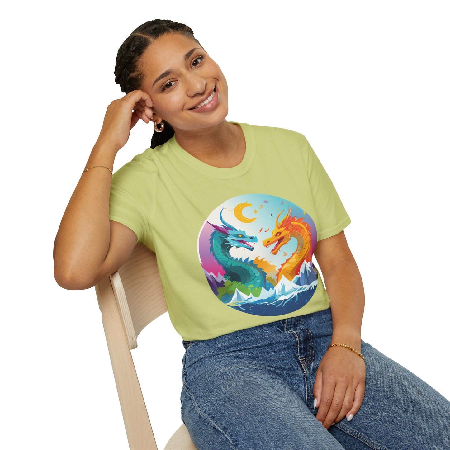 Dragon T Shirt Unisex Gildan Softstyle 64000 Tee Dragon Artwork Animal Print Shirt