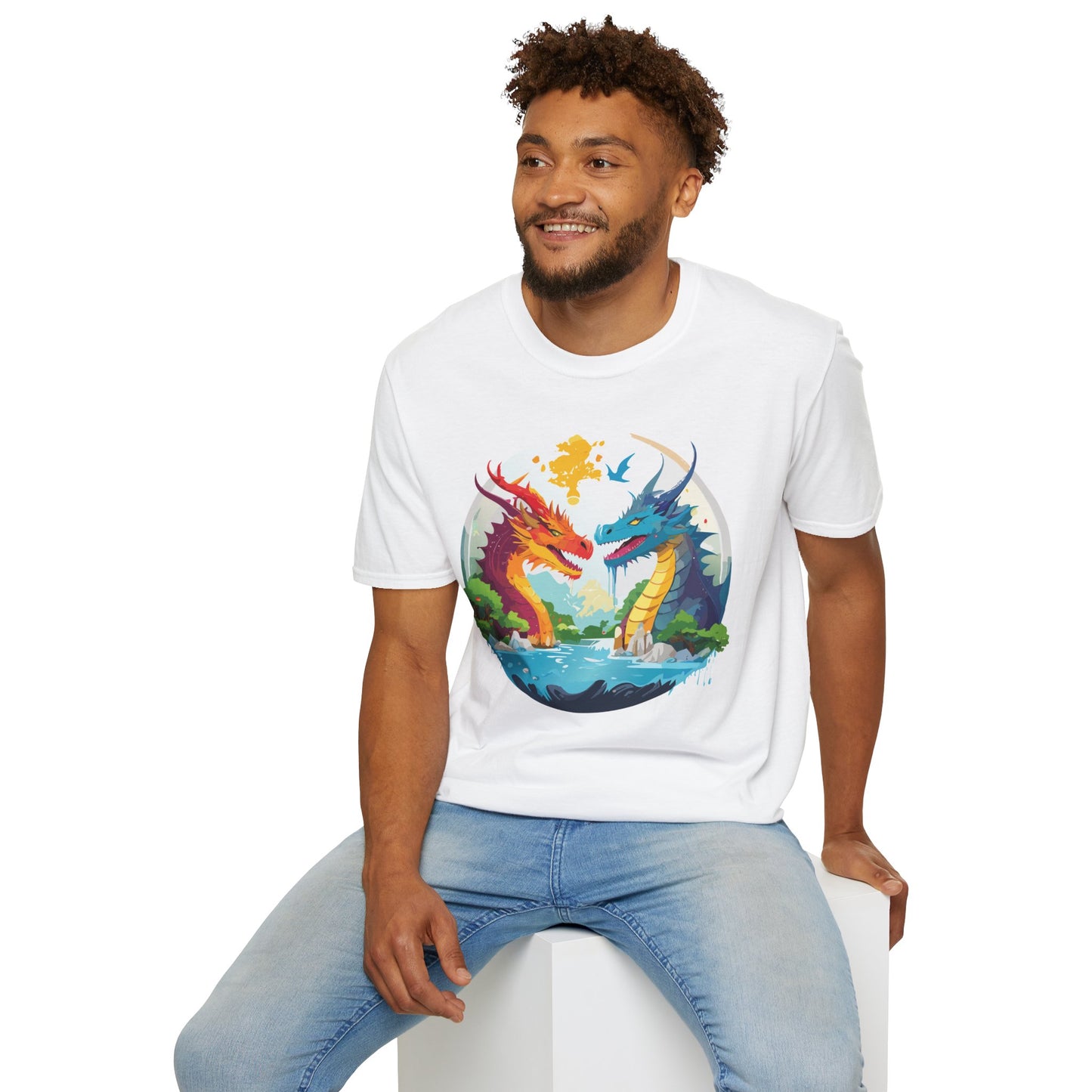 Dragon T Shirt Unisex Gildan Softstyle 64000 100 Percent Cotton Animal Print Tee Artwork