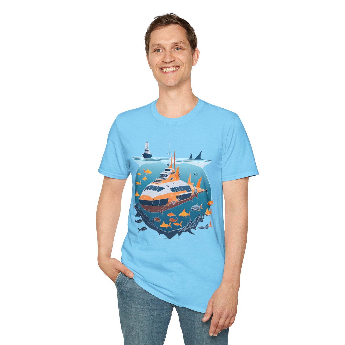 Ocean Tee Shirt, Ocean Shirt, Shirt with Ocean, U boat Tees, Shirt with U-Boat