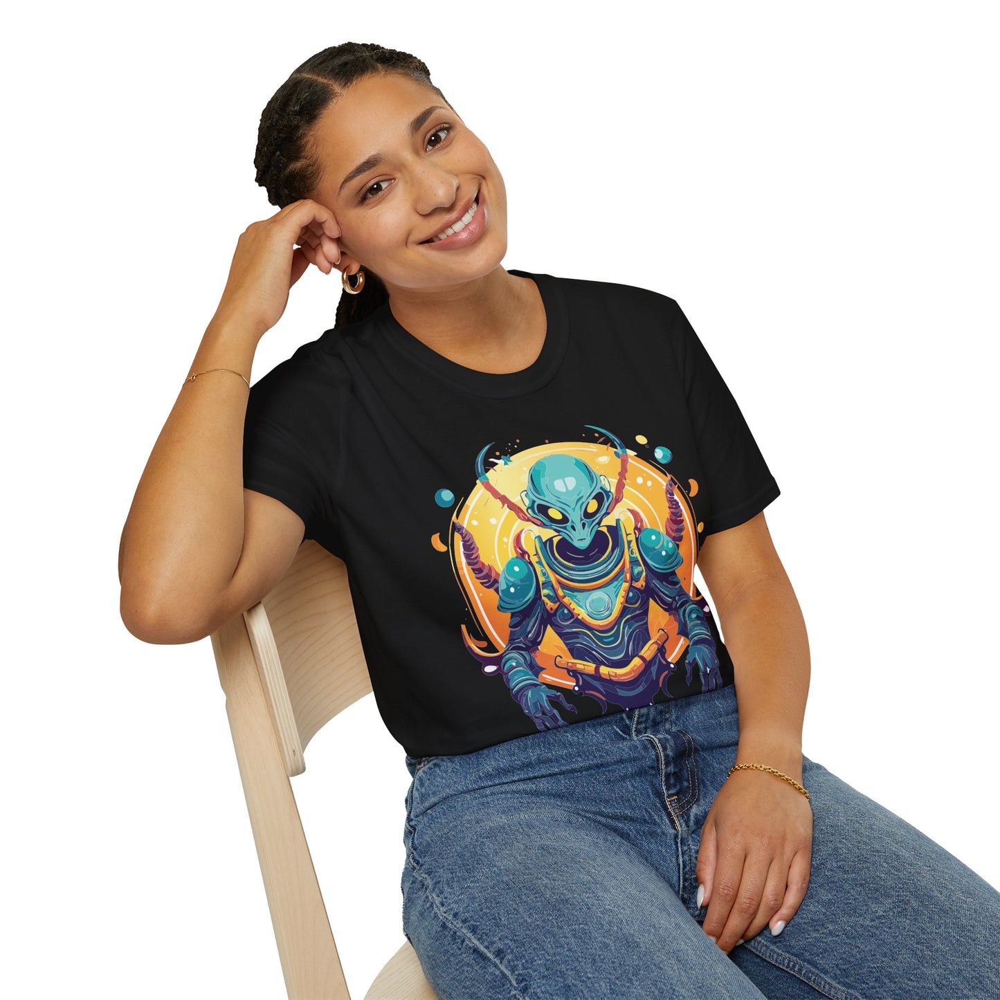Cosmos Alien T Shirt Unisex Softstyle Short Sleeve Tee With Alien Art Design Artwork