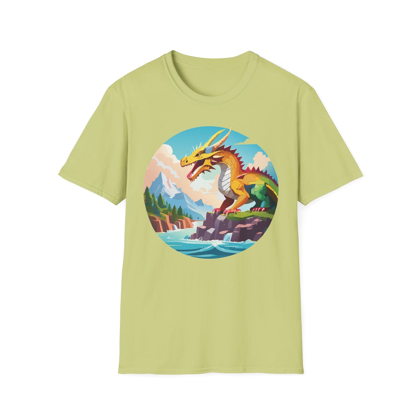 Dragon T Shirt Unisex Softstyle Cotton Tee With Colorful Animal Art Design For Everyday Wear