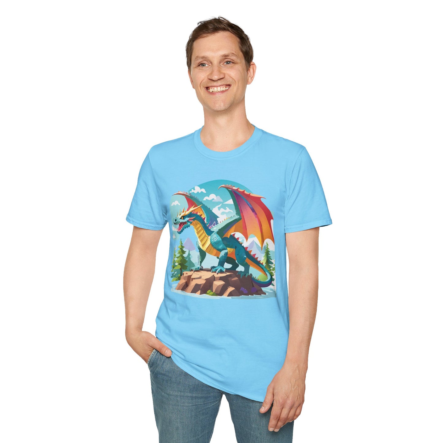 Dragon Graphic Tee Unisex Softstyle 100 Percent Ring Spun Cotton Animal Art Print Shirt