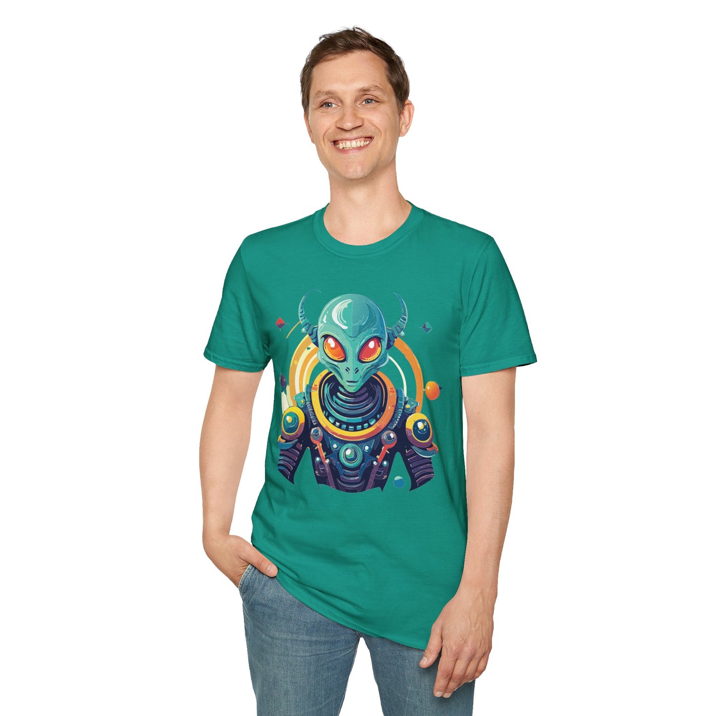 Alien Cosmos T Shirt Unisex Softstyle Cotton Tee With Alien Art Design Premium Comfort