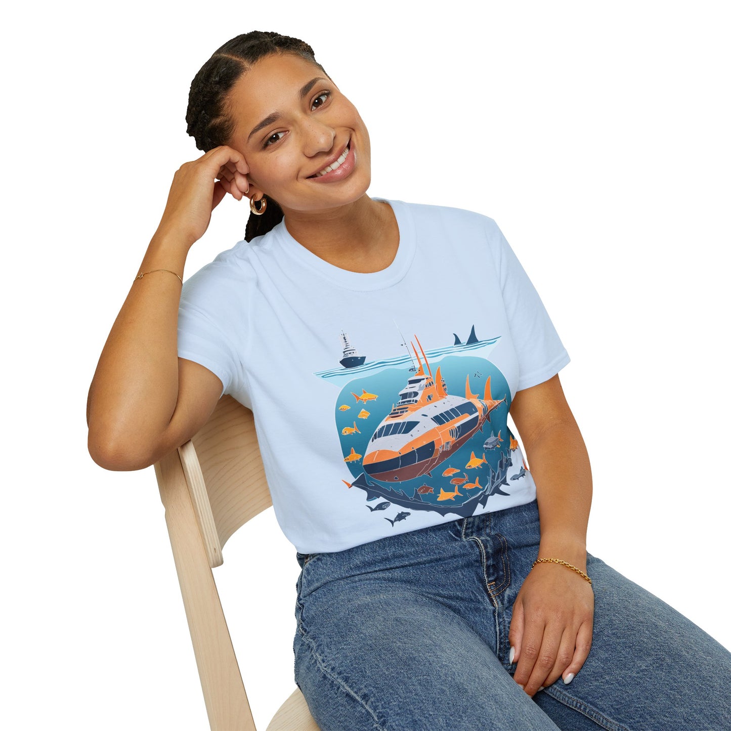 Ocean Tee Shirt, Ocean Shirt, Shirt with Ocean, U boat Tees, Shirt with U-Boat
