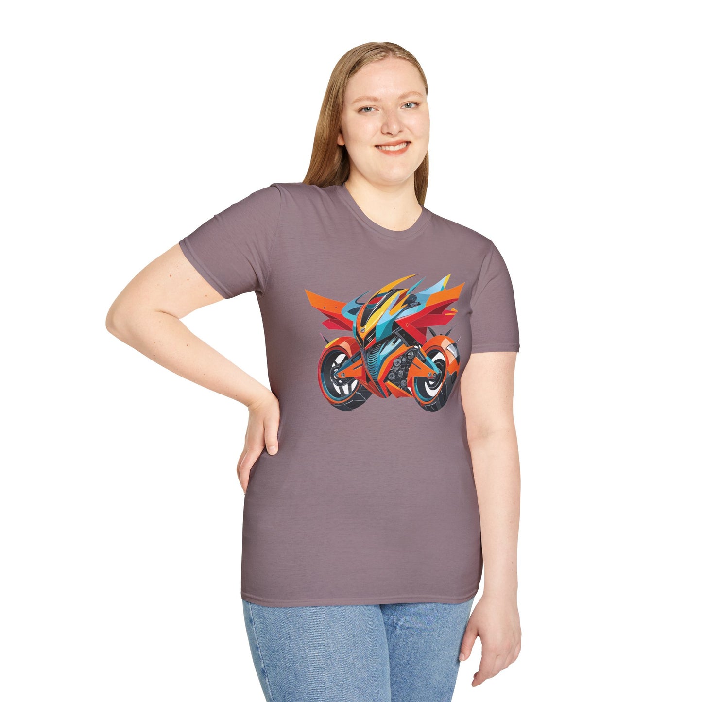 Unisex Bike T Shirt With Motorcycle Art Design Graphic Tee Softstyle 64000 Cotton