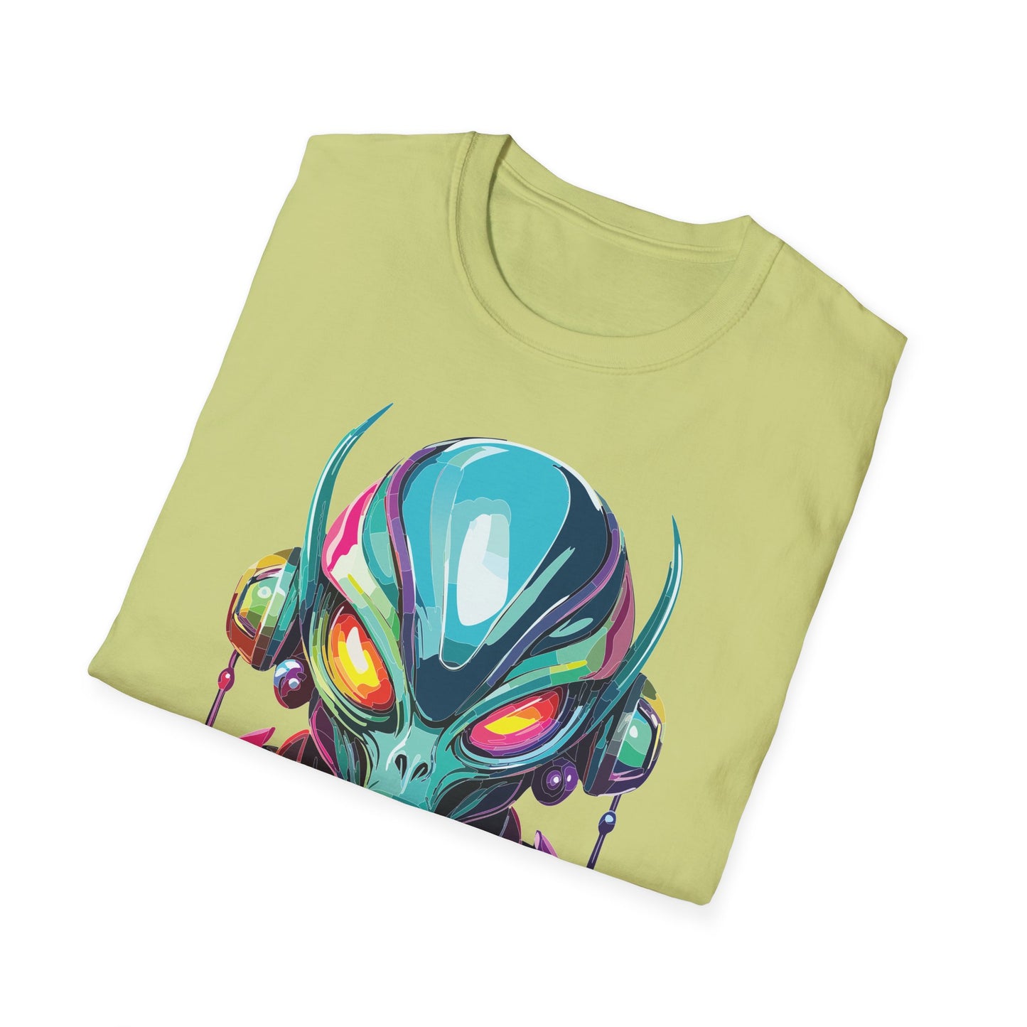 Alien Cosmos Unisex Cotton T Shirt With Alien Artwork Softstyle Ring Spun Cotton 64000