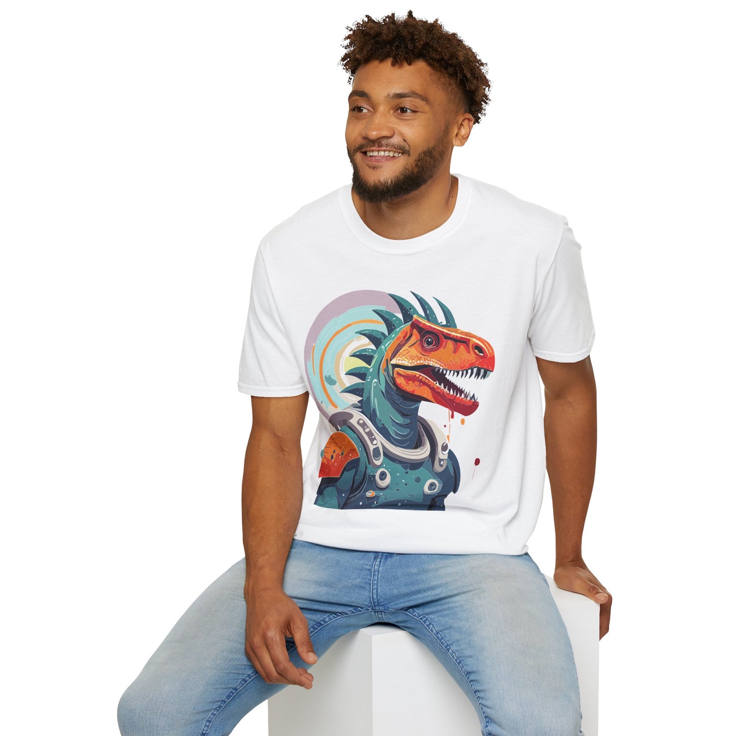 Unisex Gildan Softstyle 64000 Alien T Shirt With Cosmos Space Alien Art Graphic Tee