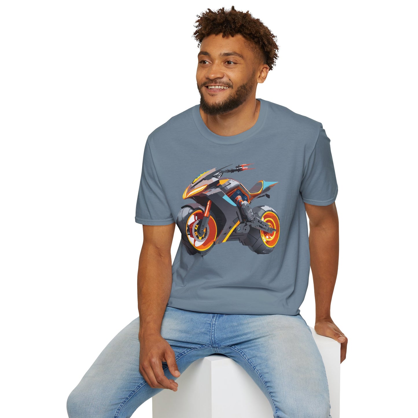 Unisex Bike T Shirt With Motorcycle Graphic MTB Tee Cotton Softstyle Comfort For Riders