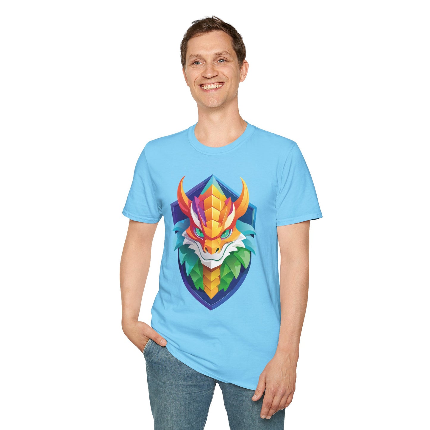 Unisex Dragon T Shirt Softstyle 64000 100 Percent Ring Spun Cotton Comfortable Tee