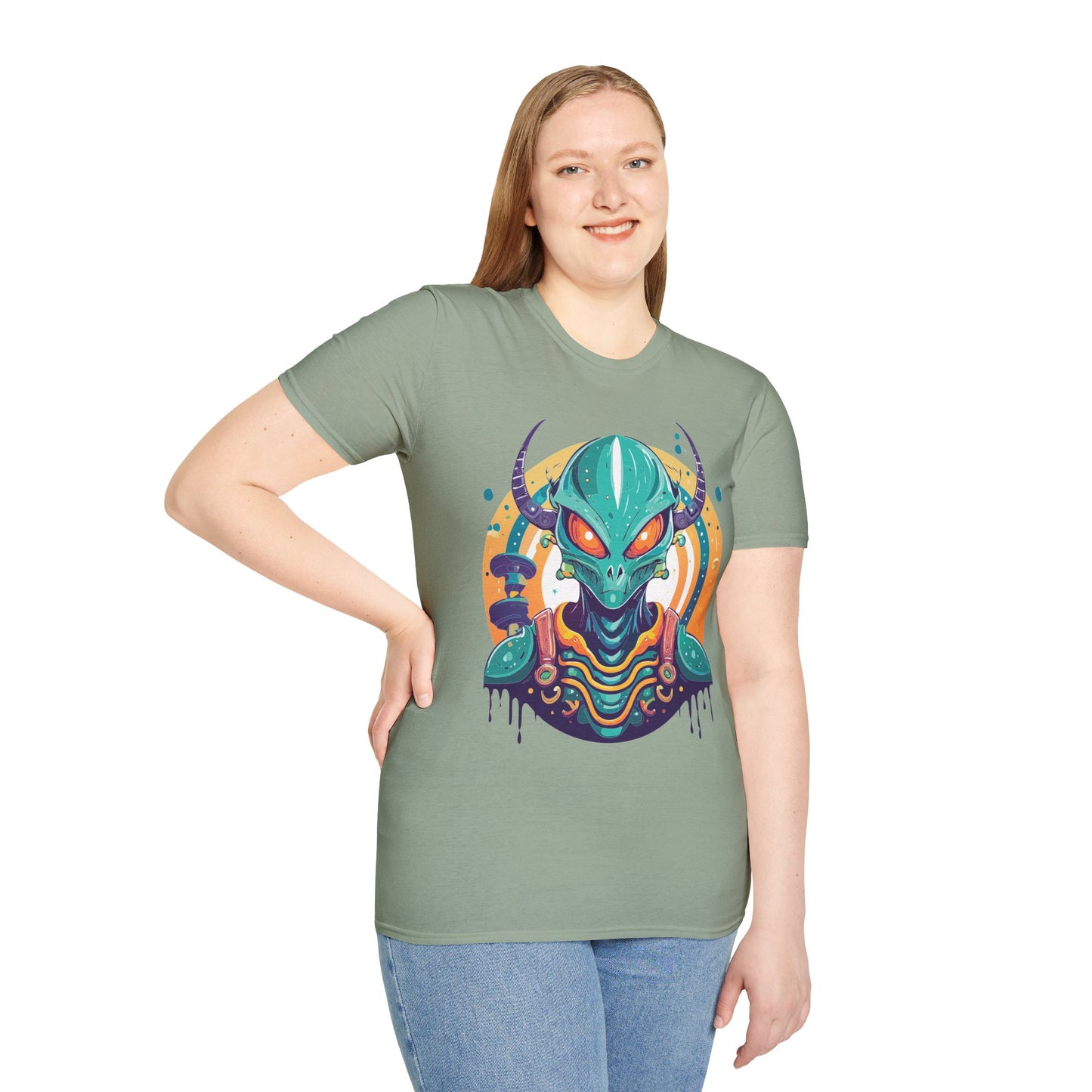 Alien T Shirt Cosmos Shirt Unisex Softstyle Tee 100 Percent Ring Spun Cotton Short Sleeve