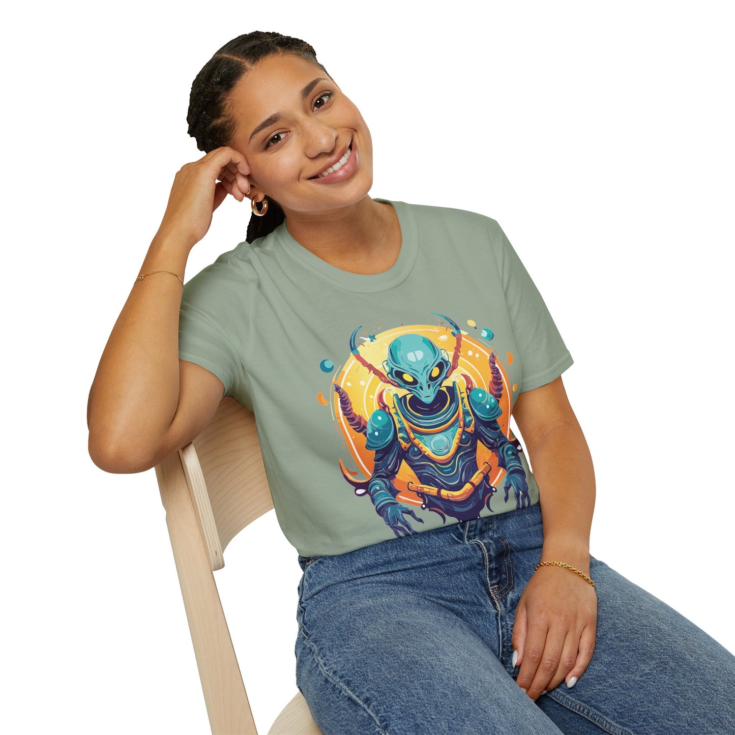 Cosmos Alien T Shirt Unisex Softstyle Short Sleeve Tee With Alien Art Design Artwork