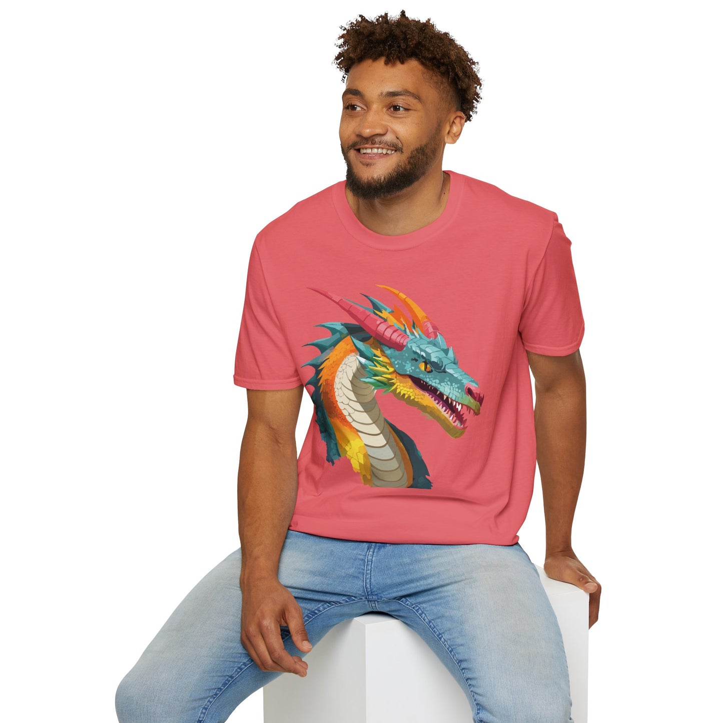 Dragon T Shirt Unisex Softstyle Art Design Tee With Animals Theme Gildan 64000 Premium Quality