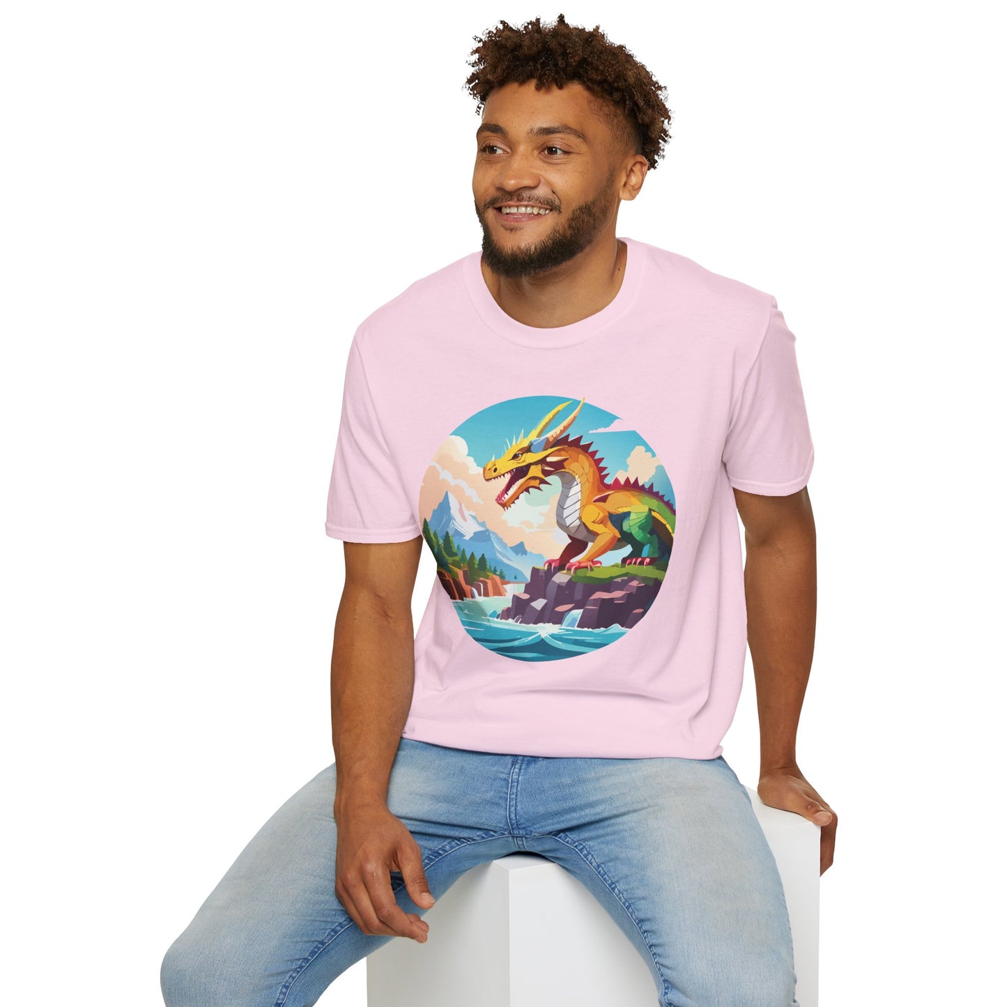 Dragon T Shirt Unisex Softstyle Cotton Tee With Colorful Animal Art Design For Everyday Wear