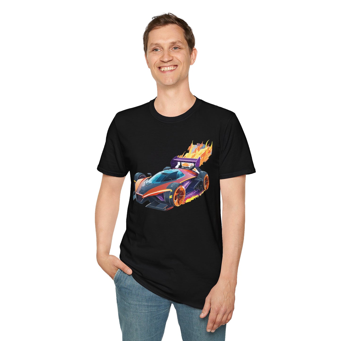 Unisex Car T Shirt Hot Wheels Graphic Tee Car Shirt Gildan Softstyle 64000 Cotton Tee