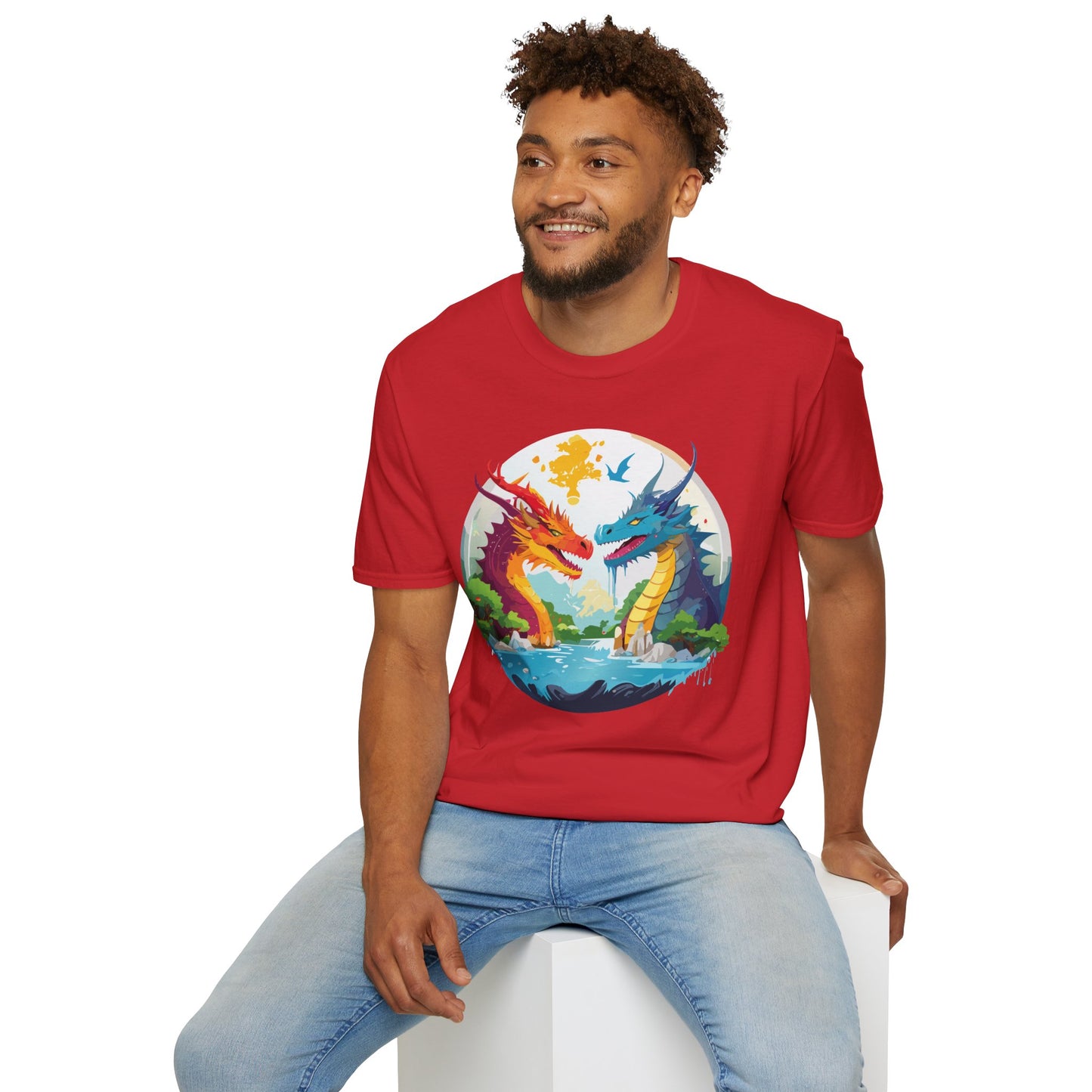 Dragon T Shirt Unisex Gildan Softstyle 64000 100 Percent Cotton Animal Print Tee Artwork