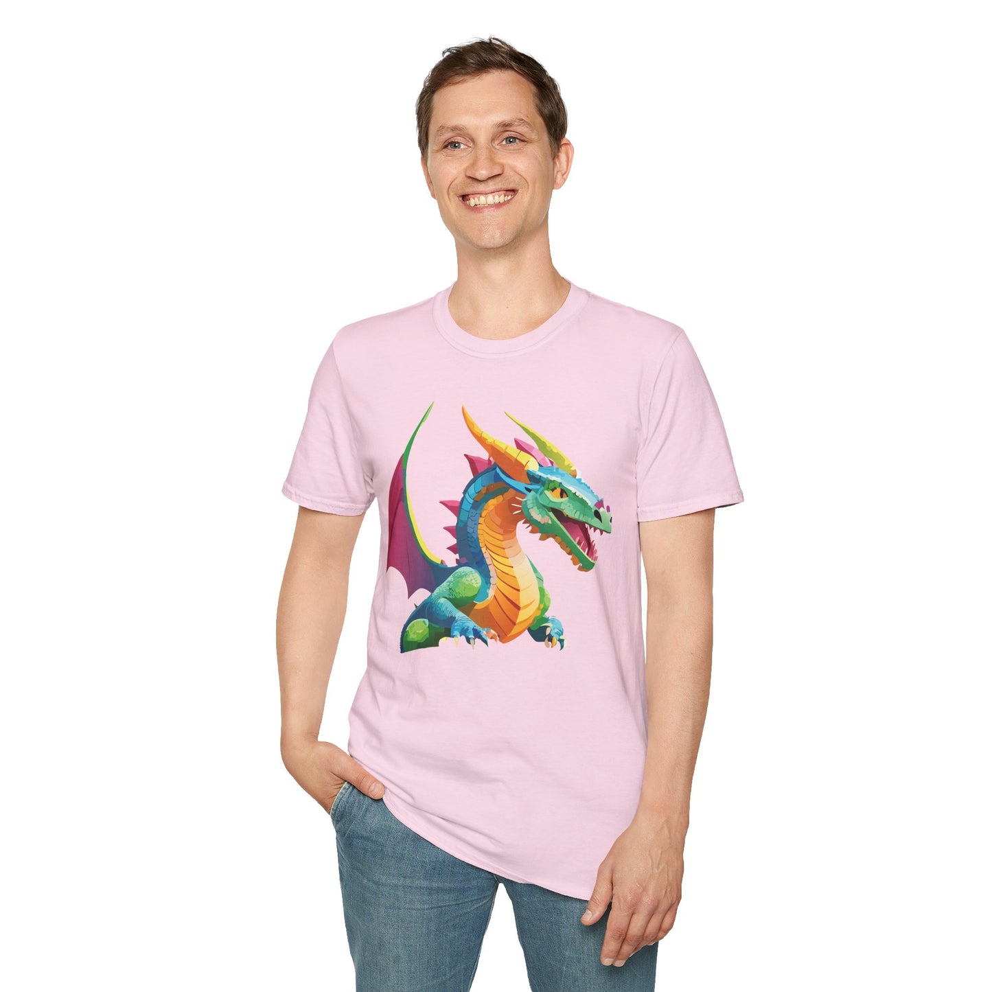 Unisex Dragon Graphic Tee Softstyle Short Sleeve T Shirt Made From Ring Spun Cotton