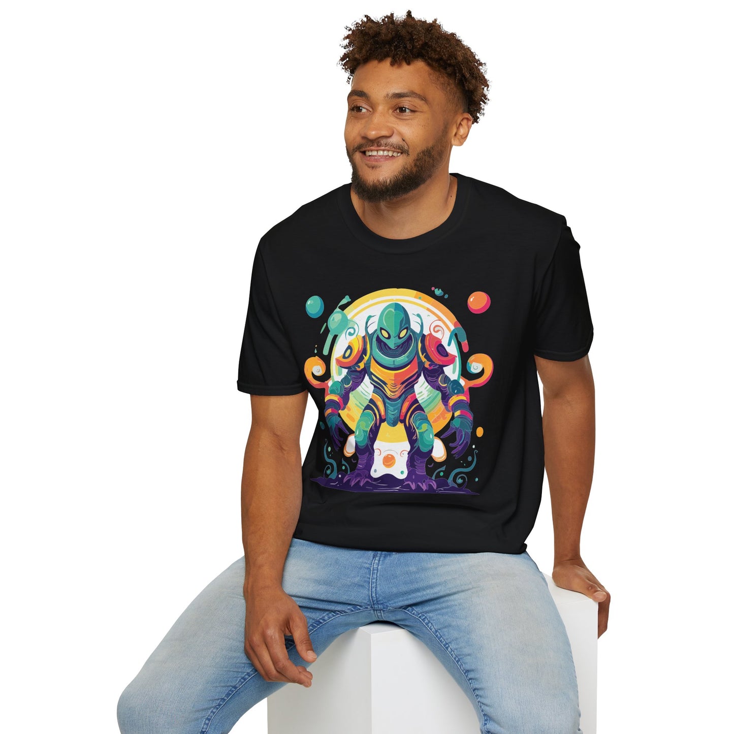 Cosmos Alien T Shirt Unisex Softstyle 64000 with Art Design Durable Comfort Artwork Tee
